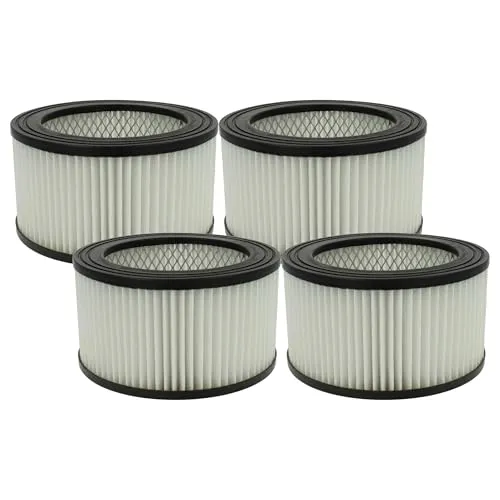 vhbw 4X Staubsaugerfilter kompatibel mit PowerPlus POWX3010, POWX3000, POWX312, POWX3013 Aschesauger - HEPA-Filter Schwarz Weiß