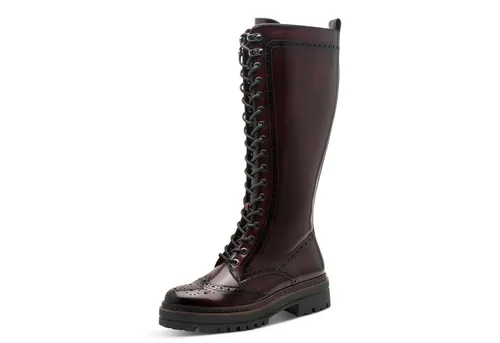 Tamaris Schnürstiefel, Blockabsatz, Langschaftstiefel mit trendiger Lyrolochung