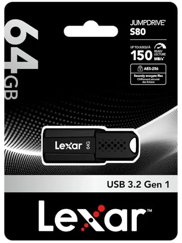 JumpDrive S80 - 64GB USB-Stick, USB 3.1 für schnelle Datenübertragung, kompaktes und elegantes Design in Schwarz