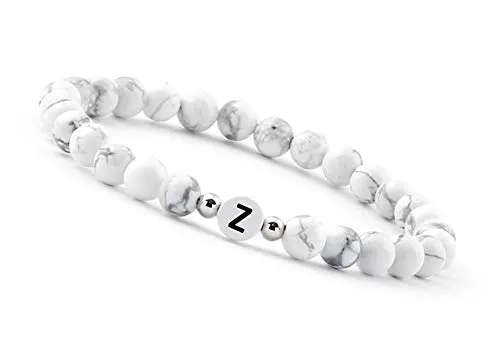 GD GOOD.designs Pärchen Armband mit Buchstaben Z | Partnerarmband aus Howlith Perlen (Buchstabe Z)