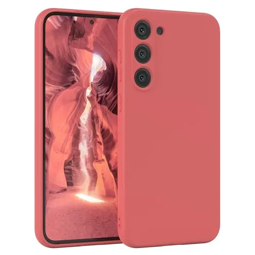 EAZY CASE - Silikonhülle für Galaxy S23 Plus Hülle Silikon Case Rot weich stoßfeste Handyhülle Schutzhülle mit Kameraschutz Dünn Premium Schutz Cover TPU Phone Bumper in Pastell Hellrot Matt