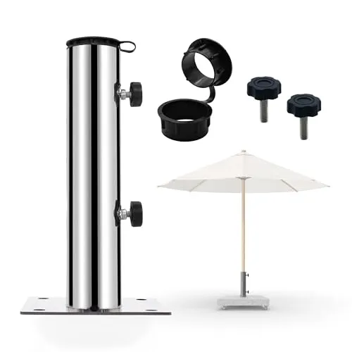 osoltus Edelstahl Standrohr | Schirmständer für Granit- und Betonsockel - Schirmständer aus Edelstahl mit 4 Bohrungen, ideal für Granitplatten. Universell passend für Ø 41-51 mm, rostfrei und stabil für zuverlässigen Halt.