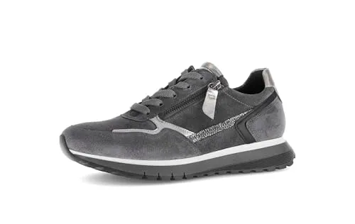 Gabor Comfort 76378-40 Sneaker - Bequeme Damenschuhe in Graphit und Silber - Halbschuhe mit Wechselfußbett und Gummilaufsohle für optimalen Gehkomfort. Ideal für entspannte City-Trips und modebewusste Auftritte.