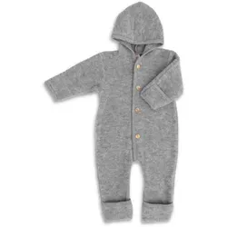 Kinderhaus Blaubaer Schlafoverall Baby-Overall mit Kapuze, Holzknöpfen & Mulltuch Blaubaer grau 74-80