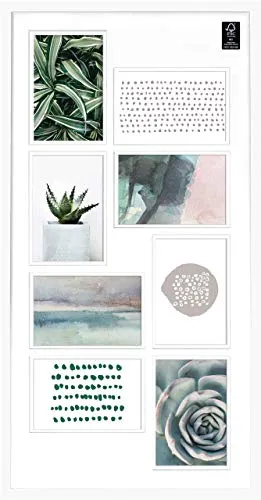 accent by nielsen Bilderrahmen Collage Doppel-Passepartout, Weiß - Wand- & Tischbilderrahmen für 8 Fotos à 10x15 cm, umweltfreundlich aus FSC-zertifiziertem Holz für ein stilvolles Zuhause