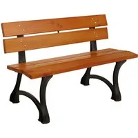 Proregal Gartenbank aus Teakholz, 125x78 cm, wetterfest und stabil - Robuste Gartenbank für Garten, Terrasse oder Eingangsbereich. Mit wetterfestem Kiefernholz und stabilem Gusseisengestell bietet sie hohen Sitzkomfort und eine Tragkraft von bis zu 300 kg.