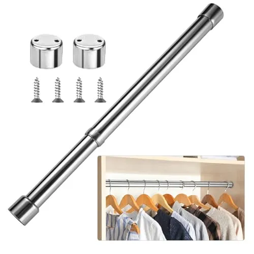 ausziehbare Garderobenstange, 31-51 cm verstellbare Edelstahlschranktstange ausziehbar Kleiderstange für Badezimmer, Schrank, Schrank