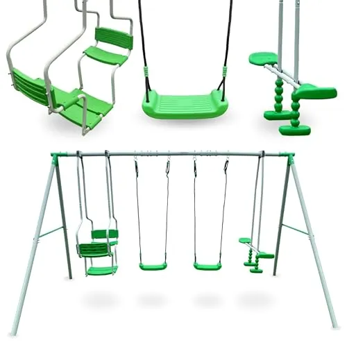 HyperMotion 6-Personen-Schaukel für Kinder 3+ - Großes Schaukelset für bis zu sechs Kinder, wetterfest und mit verstellbaren Seilen für jahrelangen Spielspaß im Garten.