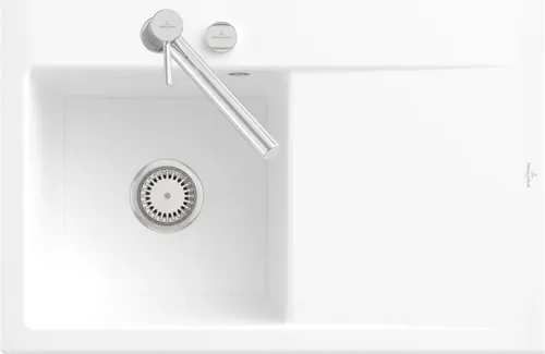 Villeroy & Boch Subway Style 45 Keramikspüle - Hochwertige Ceramicplus-Spüle in glänzendem Weiß mit Excenterbetätigung, ideal für Unterschränke ab 45 cm. Maße: 78 x 51 cm, perfekt für moderne Küchen.