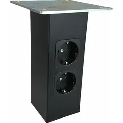 STRATE Barkonsole Connect gerade mit Steckdose - schwarz - Zubehör für Möbel: Robuste Barkonsole aus Stahl mit 2 Steckdosen, ideal für Kücheninseln und Bars, Tragkraft bis 60 kg, elegante schwarze Oberfläche.