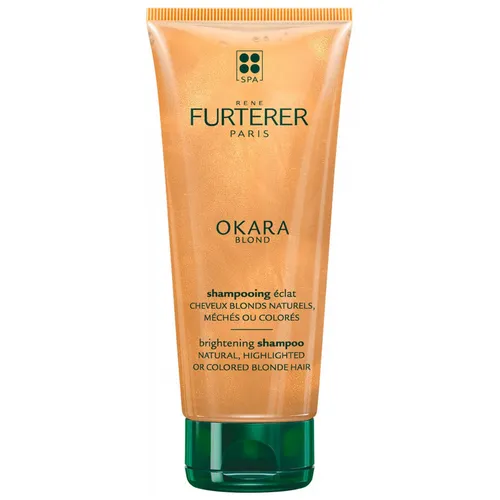 Rene Furterer Okara Blond Brightening Shampoo 200 ml - Shampoo für blondes Haar, entfernt Gelbstiche und sorgt für strahlende Farbbrillanz. Ideal für feines, strapaziertes Haar und schützt vor Umwelteinflüssen.