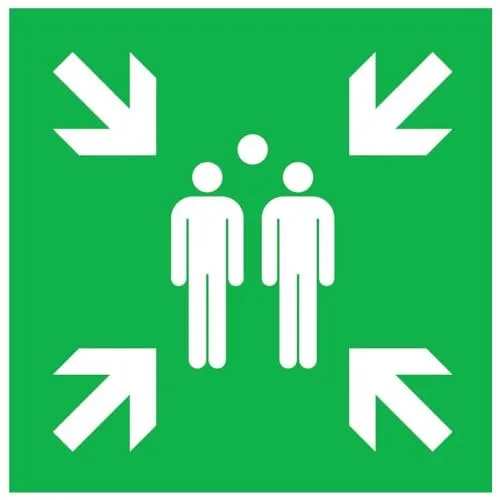 SafetyMarking Fluchtwegschild Alu B600xH600 mm - Brandschutzzeichen für Sammelstellen, langnachleuchtend nach DIN EN ISO 7010, sorgt für Sicherheit und Sichtbarkeit in Notfällen.
