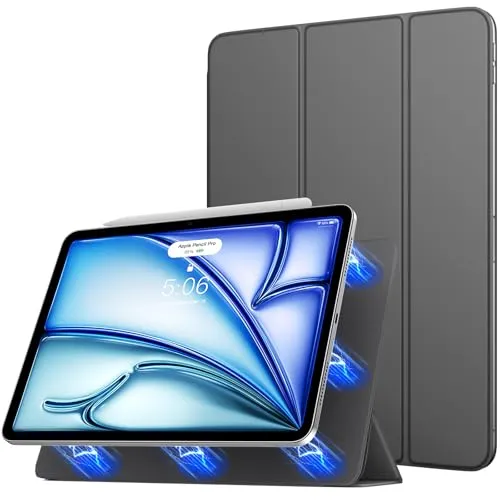 TiMOVO Hülle für iPad Air 11 Zoll (M2) 2024, iPad Air 6./5./4. Generation (2024/2022/2020), Stark Magnetisch Trifold Ständer, Unterstützt Apple Pencil Pro/2nd/USB-C - Grau