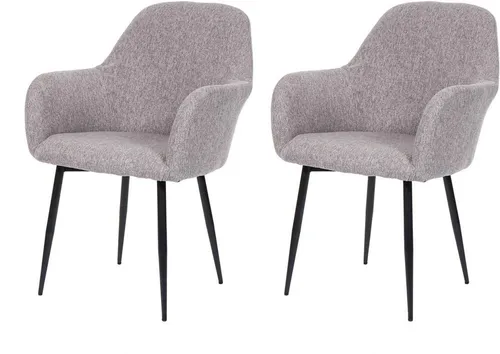 2er-Set Esszimmerstuhl HWC-F18, Retro Design in Grau - Stühle für Esszimmer und Küche, elegantes Retro Design mit bequemer Polsterung und stabilen Metallfüßen für hohen Sitzkomfort und Belastbarkeit bis 120 kg.