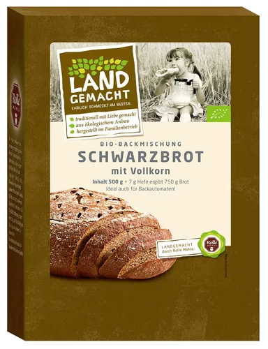  500g Bio Vollkorn-Schwarzbrot - Brotbackmischung Rolle Mühle 1kg=7,80€