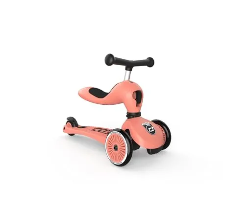 Scoot And Ride Highwaykick 1 - Peach - Rosa - Roller / Kickboards - Innovatives 2-in-1 Fahrzeug, das als Rutscherauto und Scooter dient, ideal für Kinder von 1 bis 5 Jahren, mit sicherem Überrollschutz und einfacher Umstellung zwischen den Modi.