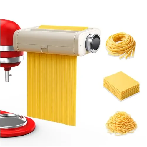 Nudelaufsatz für KitchenAid – 3-teiliges Set mit Pasta Roller, Spaghettischneider & Fettuccineschneider
