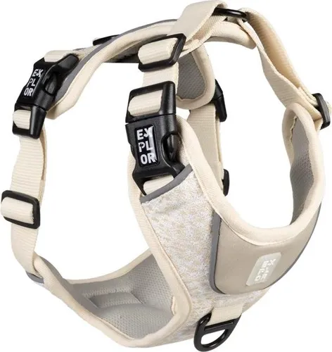 Duvo+ EXPLOR Ultimate Fit No-Pull Geschirr - antique white, Größe XS - Ergonomisches Hundegeschirr mit Anti-Zieh-Funktion für optimale Bewegungsfreiheit. Strapazierfähiges, atmungsaktives Material und reflektierende Paspeln sorgen für Sicherheit und Komfort beim Spaziergang.