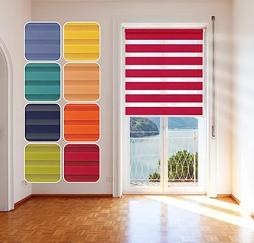 Doppelrollo, Blau, 85x150cm - Duo-Rollo Klemm Fix mit Klemmträger, Fenster-Rollo/Seitenzug-Rollo Ohne Bohren, lichtdurchlässig und verdunkelnd