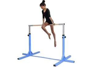 Kinder Gymnastik Turnreck, Reckstange 12-stufige höheverstellbar, Trainingsstange Tanzstange bis 100kg belastbar für Kinder Junior, Trainingsgeräte aus Stahlgestell & Massivholz