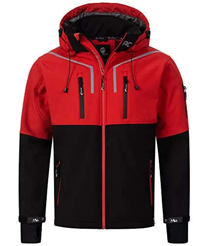 Rock Creek Herren Softshell Jacke Outdoor Jacke Windbreaker Übergangsjacke Anorak Kapuze Regenjacke Winterjacke Herrenjacke Jacket H-222 Rot S