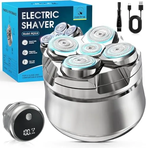 Glatzen Rasierer Herren elektrisch, Luctry Kopfrasierer für Männer mit Glatze, 5D Magnetischer Elektrorasierer, IPX7 Wasserdicht Glatzen Rasierer Herren, Nass- und Trocken-kopfrasierer Glatze
