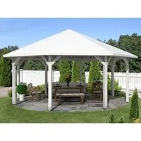 Pavillon SKAN HOLZ Nice Gr. 4 ø 630 cm weiß - Weidezäune – Robuster 8-Eck Pavillon aus hochwertigem Leimholz mit farblicher Behandlung, ideal für Gartenpartys und Outdoor-Veranstaltungen.
