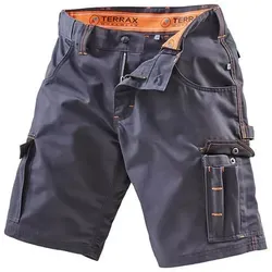 Terrax Workwear Shorts schwarz/orange Gr. 48 - Robuste Arbeitsshorts in Schwarz/Orange, ideal für Handwerk und Outdoor-Aktivitäten, mit praktischen Taschen für Werkzeug und Zubehör.