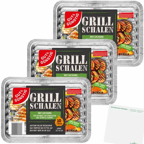 Produktbild Gut&Günstig Alu Grillschalen mit Fettauffangrillen 3x10 Stk usy Block