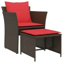vidaXL Gartenstuhl mit Fußhocker - Bequemer Gartensessel aus robustem Poly Rattan, ideal für entspannte Stunden im Freien
