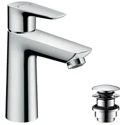 hansgrohe Talis E Einhebel-Waschtischmischer 110mm - Waschtischarmatur mit 5 l/min Durchfluss, Push-Open Garnitur und einstellbarer Temperaturbegrenzung - ideal für Komfort und Effizienz im Bad.
