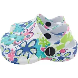 Kinder Clogs mit Blumenmuster » günstige Kinderschuhe » Kinder Badeschlappen » Schuhe für Kleinkinder » Badelatschen mit Riemen und Cut-Outs:... - 35