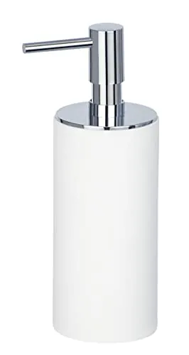 WENKO Seifenspender Mod. Ida, nachfüllbarer Flüssigseifenspender für bis zu 140ml Handseife, 6 x 17,5 x 7,5 cm, Weiß