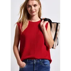 Street One Damen A323332 Top im Strick-Look, Glory Red, Größe 44 - T-Shirts für Damen, leichtes Trägertop mit Rundhalsausschnitt in Strick-Optik, ideal für den Sommer und angenehm zu tragen durch den Baumwollmix.