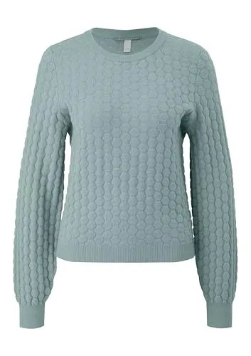 QS Damen 2172608 Pullover Langarm, Blue Green, L - Pullover für Damen mit Rundhalsausschnitt und langen Ärmeln, ideal für einen lässigen Look und bequem im Regular Fit.