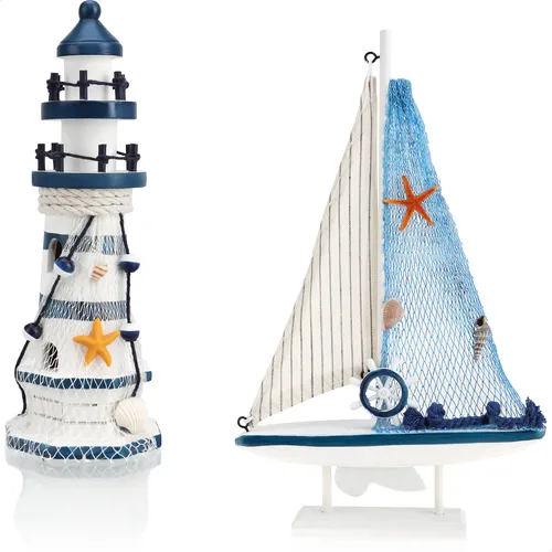 com-four® 2-teiliges maritimes Deko-Set in blau von COM-FOUR