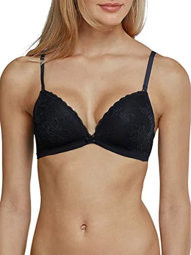 Schiesser Damen Softbra Pure Lace BH, Nachtblau 75C - Klassische BHs für Damen mit zarter Allover-Spitze und schimmerndem Falzband, ideal für hohen Tragekomfort ohne Bügel.