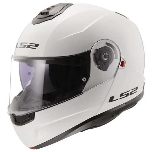 LS2 Strobe II Modularer Motorradhelm Gloss White, L - Modularer Motorradhelm aus leichtem KPA-Polycarbonat, UV- und kratzfester Sonnenschutz, vorbereitet für Pinlock 70, ideal für sicheres Fahren.