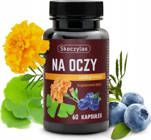 Skoczylas Na oczy (Lutein, Heidelbeere, Zeaxanthin) 60 Kapseln - Nahrungsergänzungsmittel für gesunde Augen mit Lutein und Heidelbeere, unterstützt die Sehschärfe und schützt vor freien Radikalen – ideal für eine optimale Augengesundheit.