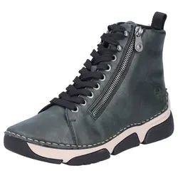 Rieker Damen Schnürboots 45920 - Trendige Stiefelette in Grün - Wanderschuhe mit rutschfester RIRICON-Sohle, praktischer Schnürung und Reißverschluss für optimalen Halt und Stil. Ideal für kalte Tage!