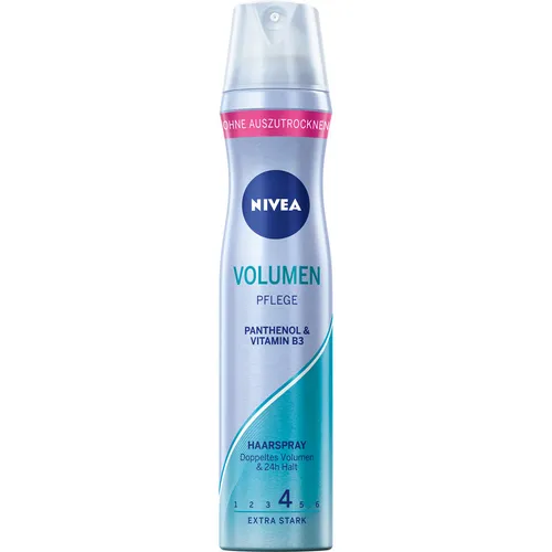 Nivea Haarspray Volumen Pflege 250ml – Besondere Haltbarkeit im 4er Pack - Hochwertiges Haarspray für langanhaltenden Halt und Volumen. Ideal für kreatives Hairstyling, kühl und trocken lagern.