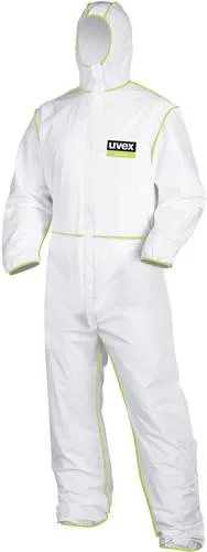 Uvex 5/6 Classic Chemikalien-Schutzanzug - Weiß-Grüner Einweg-Overall - Partikeldicht XL