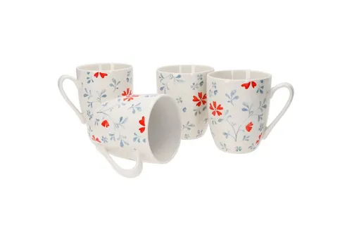 Ritzenhoff & Breker Becher 4er Set Kaffeebecher Blume Blau Julia 330ml Ritzenhoff & Breker, Porzellan