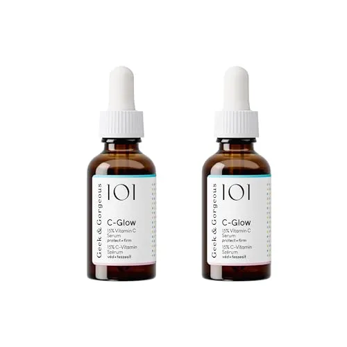 Geek & Gorgeous - C-Glow - 15% Vitamin C + Ferulic acid & Vitamin E Serum, protects against environmental damage, boosts collagen & evens skin tone - all skin types, Duo Pack 30ml x 2