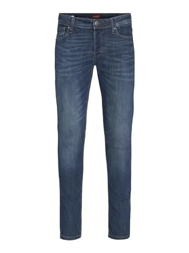 JACK & JONES Herren Jeans JJIGLENN JJORIGINAL AM 819 - Slim Fit Blue Denim - Jeans in Slim Fit mit Jack & Jones Super Stretch 50%, extrem flexibel und bequem für deinen aktiven Lebensstil.