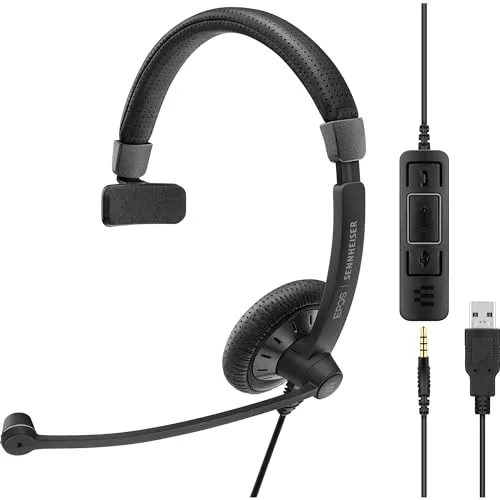 EPOS Impact SC 45 USB MS - Kabelgebundenes Mono-Headset mit USB-A und 3,5mm Anschluss, ideal für klare Kommunikation im Büro