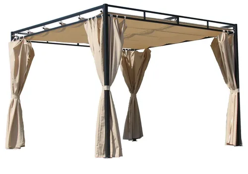 QUICK STAR Ersatzdach für Flachdach Pergola Firenze 3x3m - Pavillon-Zubehör: Hochwertiges, wasserabweisendes Ersatzdach aus 100% Polyester in Sandfarbe, ideal für die Flachdachpergola Firenze 3x3m mit 6 Schlaufen für einfache Montage.