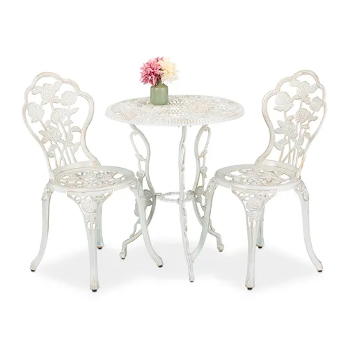 Relaxdays Gartenmöbel Set, 3-teilig, Vintage Balkonmöbel