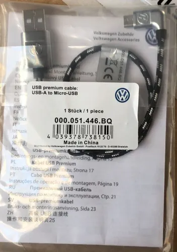 VW USB-Premiumkabel USB-A auf Micro-USB - Premium 30cm Länge OVP NEU