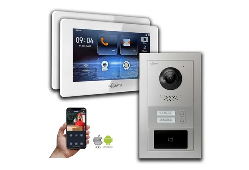 Goliath Intercom Video-Türsprechanlage: 2-Draht BUS für Mehrfamilienhäuser - Moderne Video-Türsprechanlage mit HD-Kamera und RFID-Zugang. Ideal für hohe Sicherheit und Komfort in Privat- oder Gewerbeobjekten.